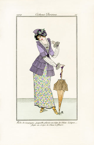 Costumes Parisiens 1912 Robe de campagne Dress - Panteek Antique Prints