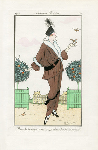 Costumes Parisiens 1912 Robe de duvetyn Dress - Panteek Antique Prints