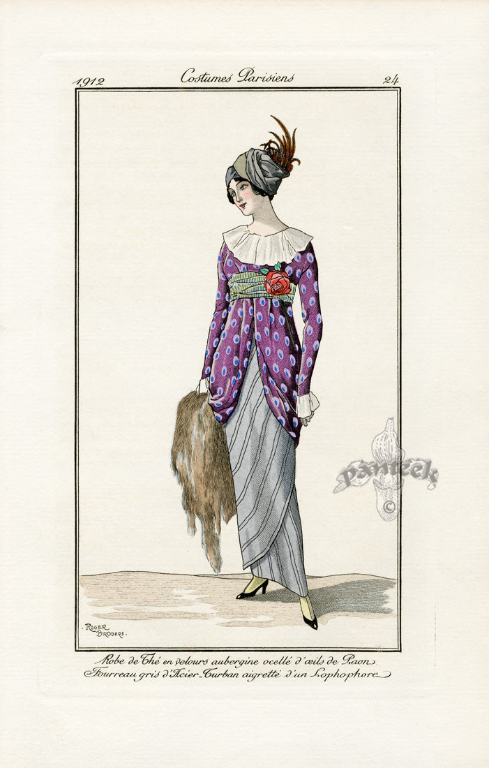Costumes Parisiens 1912 Robe de The en velours Dress