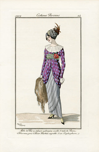 Costumes Parisiens 1912 Robe de The en velours Dress