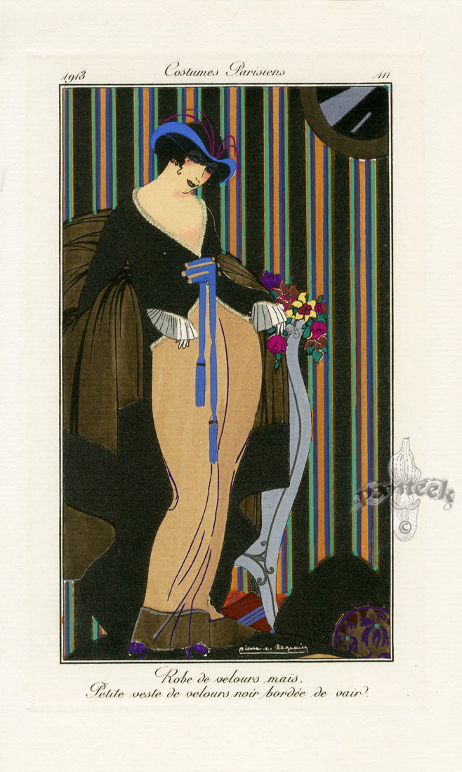 Costumes Parisiens 1912 Robe de velours Dress