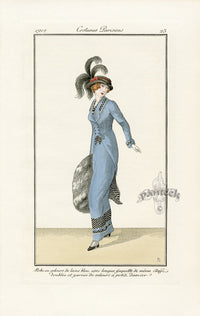 Costumes Parisiens 1912 Robe en velours Dress - Panteek Antique Prints