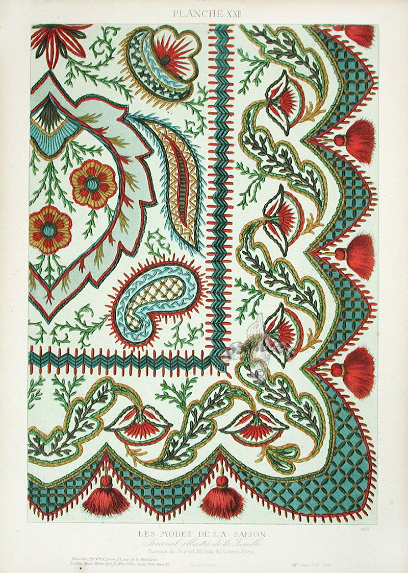 D'ouvrages De Fantaisie  Deco Antique Print Home Furnishing Red