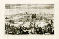 Dahlberg Antique Prints Palace & Town Arx Stegborgh Lake, Ships - Panteek Antique Prints