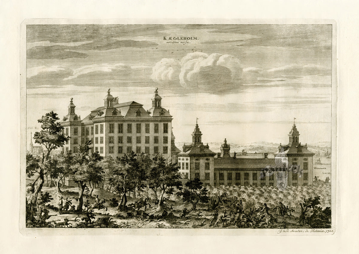 Dahlberg Antique Prints Palace & Town Kaegleholm, Ships