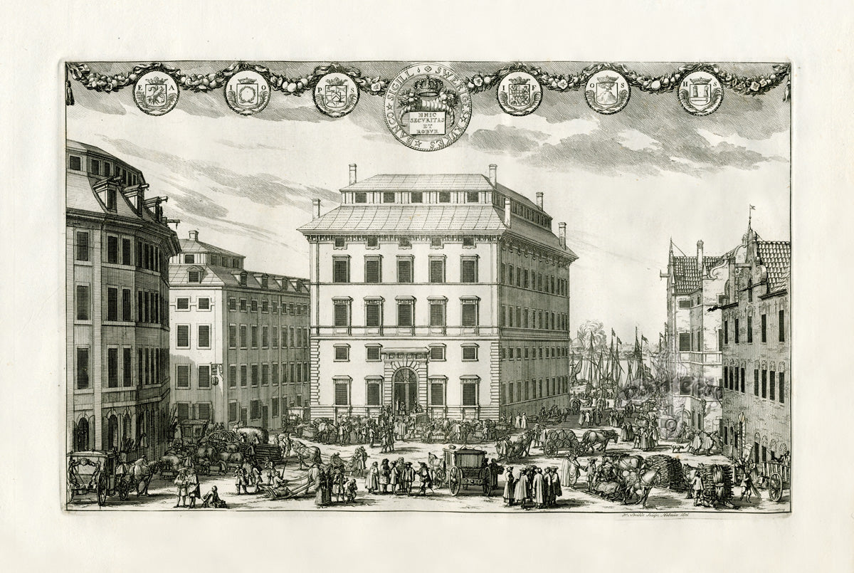 Dahlberg Antique Prints Palace & Town Sweriges Rukes Banco