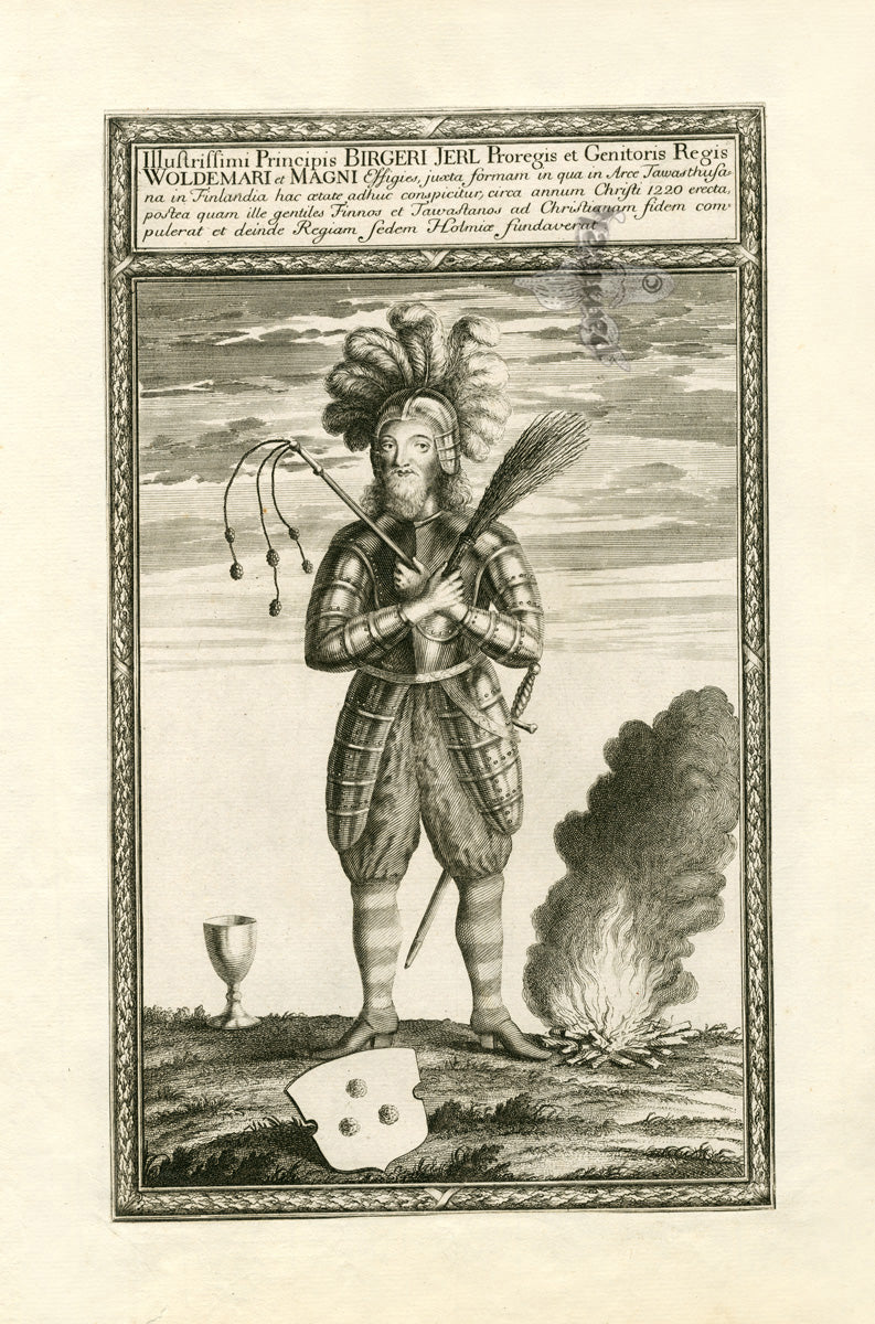 Dahlberg Antique Prints Palace & Town Title Page, Birger Jarl