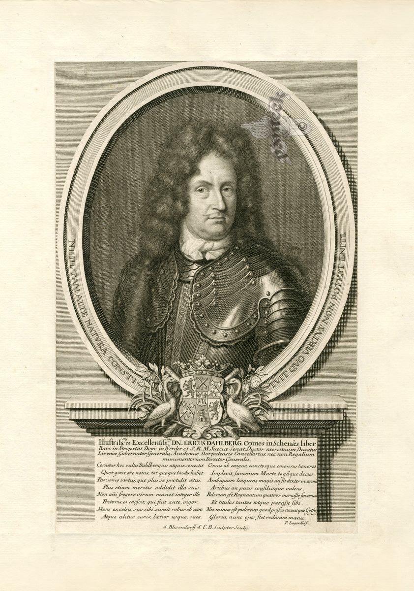 Dahlberg Antique Prints Palace & Town Title Page, Dahlberg