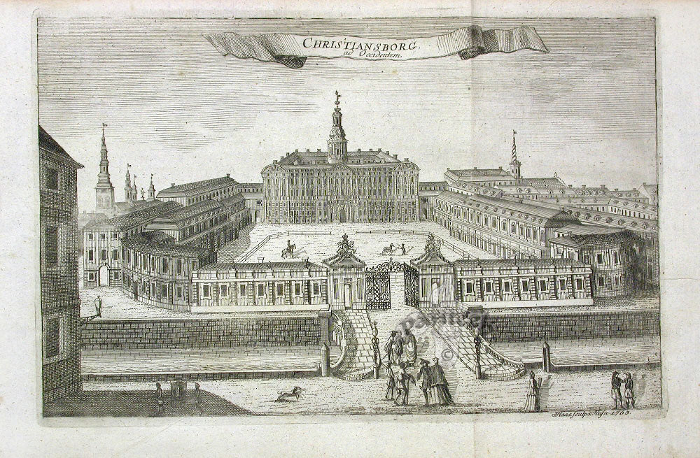 Danske Atlas Denmark Palaces Antique Print Christiansborg ad Occidentem 1763