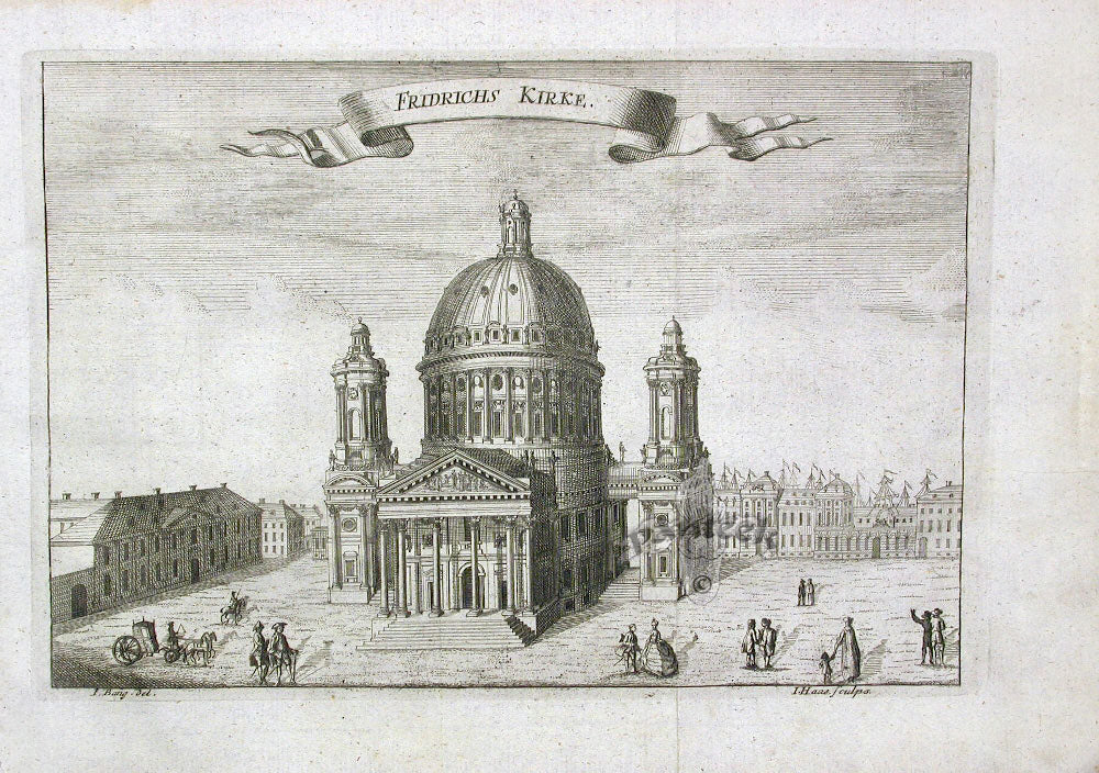 Danske Atlas Denmark Palaces Antique Print Fridrichs Kirke 1763
