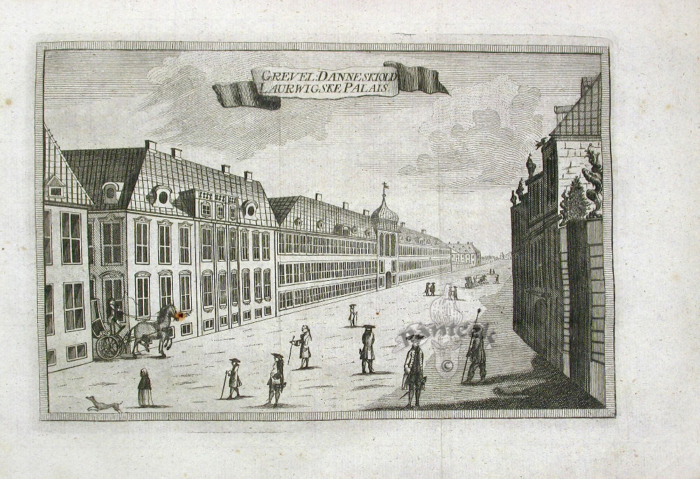 Danske Atlas Denmark Palaces Antique Print Grevel Danneskiold 1763