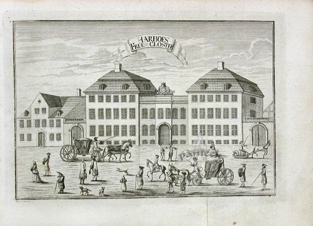 Danske Atlas Denmark Palaces Antique Print Harboes Frue Closter 1763