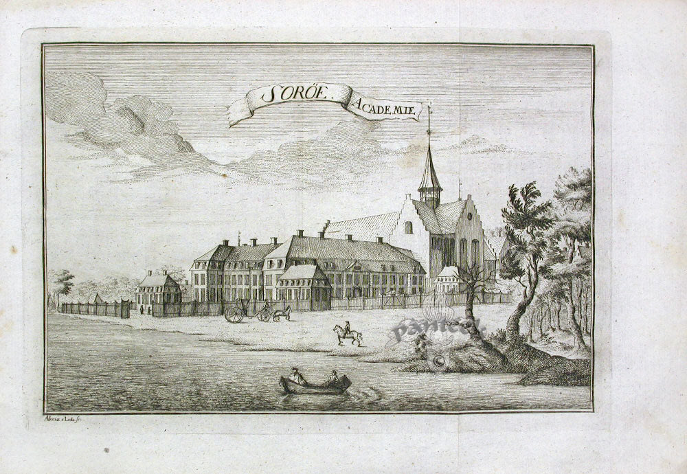 Danske Atlas Denmark Palaces Antique Print Soroe Academie 1763
