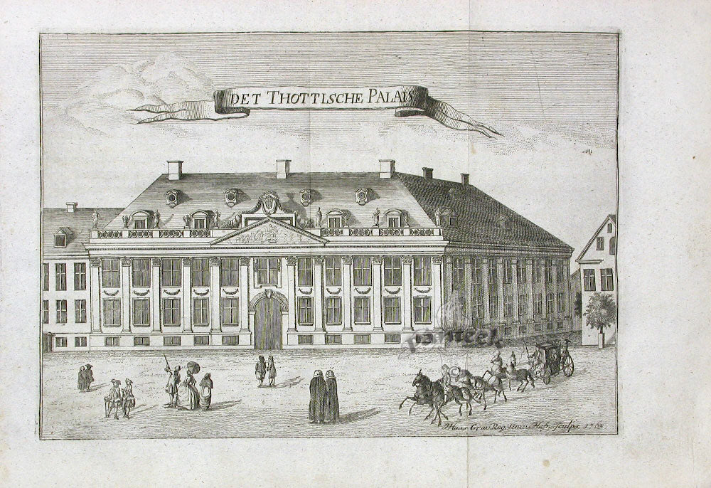 Danske Atlas Denmark Palaces Antique Print Thottlsche Palais 1763