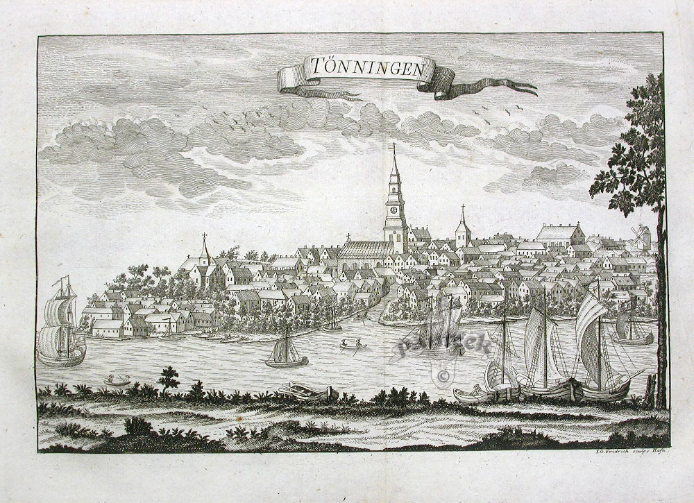 Danske Atlas Denmark Palaces Antique Print Tonningen 1763