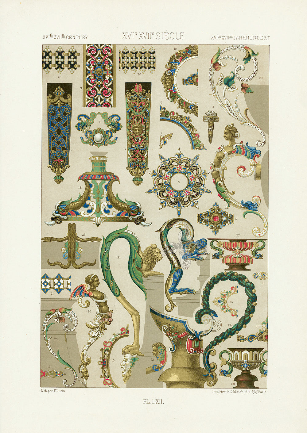 Dupont Auberville Decorative Prints 1877 16th & 17th Siecle Design