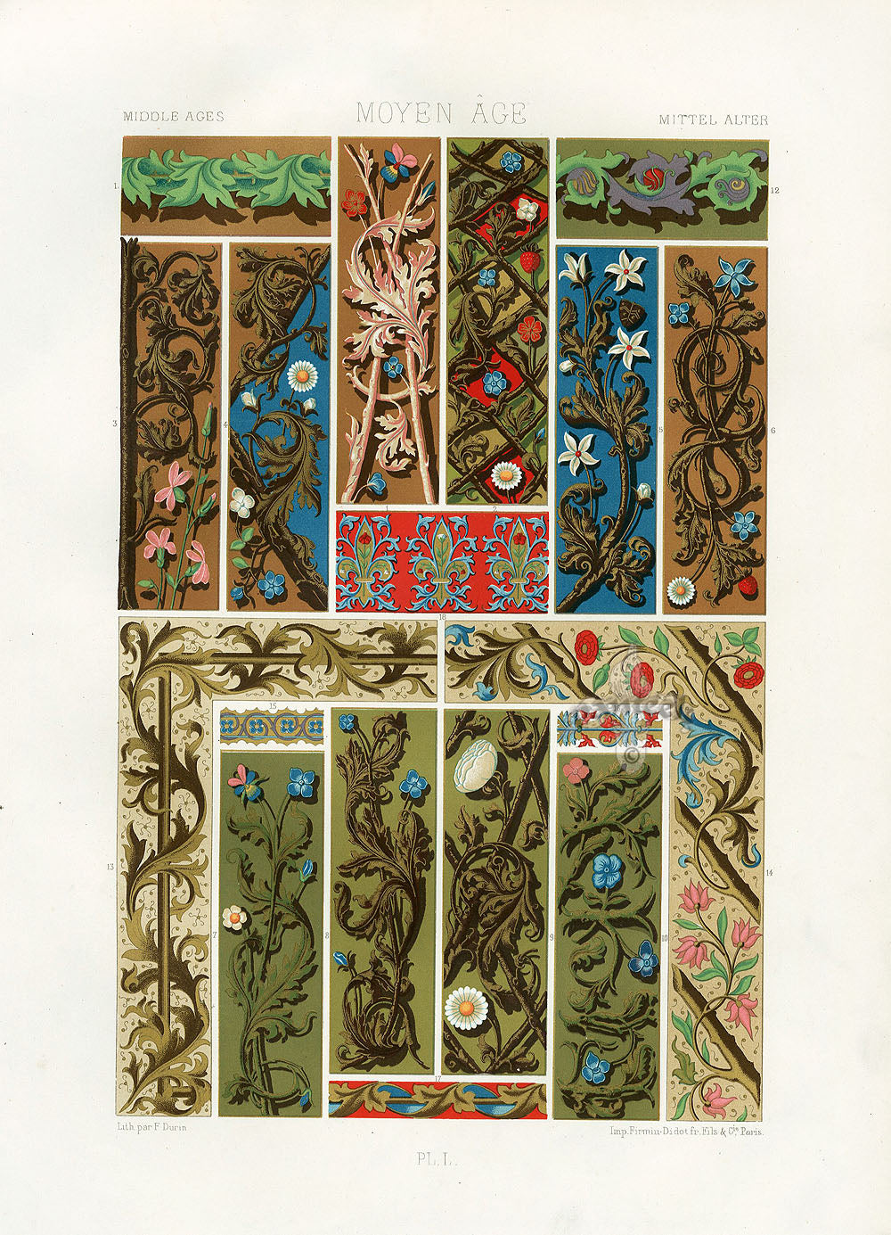 Dupont Auberville Decorative Prints 1877 Middle Ages Design