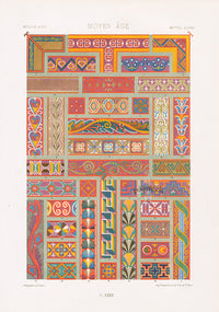 Dupont Auberville Decorative Prints 1877 Middle Ages Geometric Design - Panteek Antique Prints