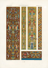 Dupont Auberville Decorative Prints 1877 Renaissance Arabesque Design - Panteek Antique Prints