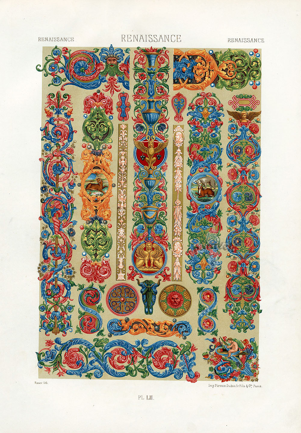 Dupont Auberville Decorative Prints 1877 Renaissance Sphynx Design