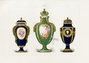 Edouard Garnier Porcelain of Sevres Print 3 Blue, Green Vases, Putti - Panteek Antique Prints