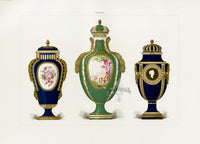 Edouard Garnier Porcelain of Sevres Print 3 Blue, Green Vases, Putti - Panteek Antique Prints