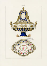 Edouard Garnier Porcelain of Sevres Print Gold Vase, Bowl, Marie Therese - Panteek Antique Prints