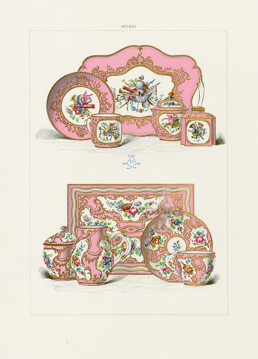 Edouard Garnier Sevres 19th Century Print Solitaire Tea Service, Coffee Service