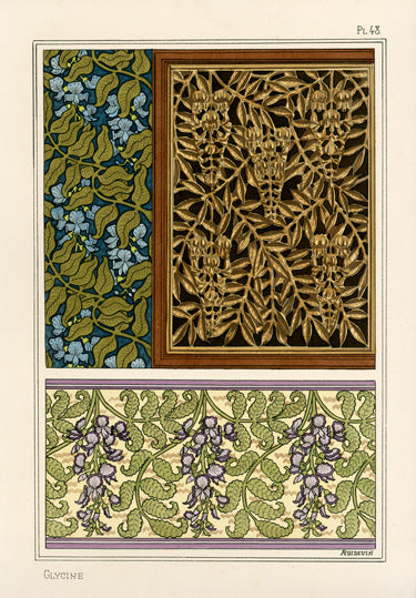 Eugene Grasset Pochoir Prints 1896 Glycine Design