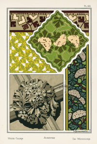 Eugene Grasset Pochoir Prints 1896 White-Thorn Design - Panteek Antique Prints