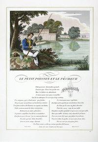Fables de La Fontaine French Story Original Print Fish, Fisherman - Panteek Antique Prints