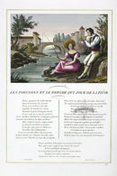 Fables de La Fontaine French Story Original Print Fish, Shepherd - Panteek Antique Prints