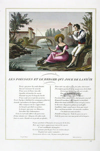 Fables de La Fontaine French Story Original Print Fish, Shepherd - Panteek Antique Prints