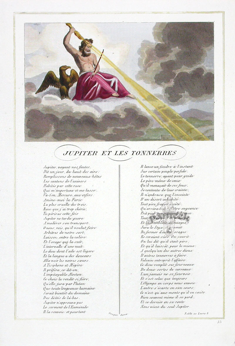 Fables de La Fontaine French Story Original Print Jupiter