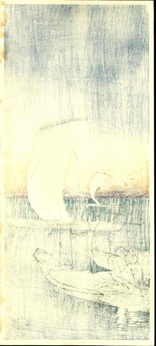 Fishing Boats by Hiroaki Takahashi 1924 Lifetime Edition Print - Panteek Antique Prints