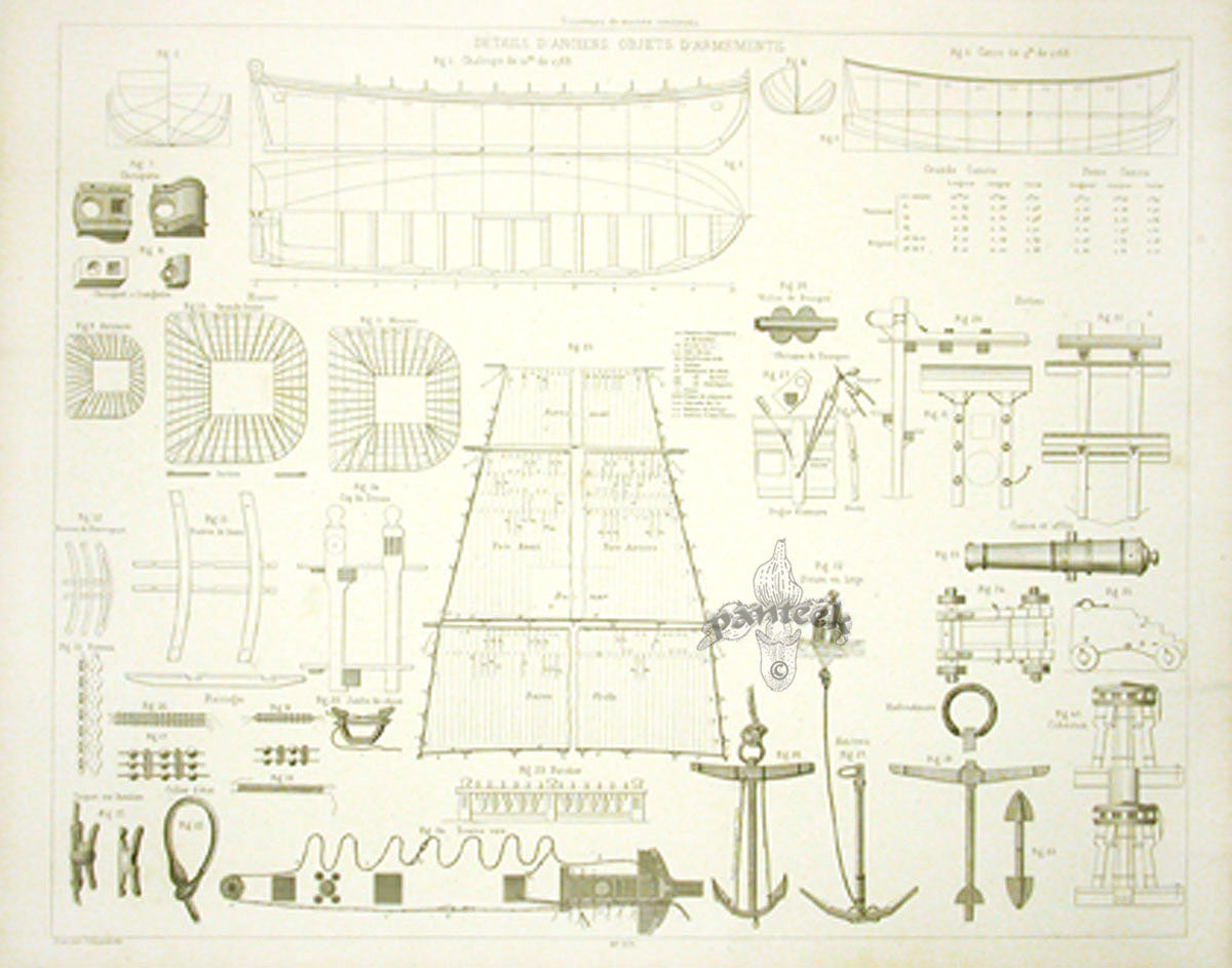 François Pâris Ancient Ships Antique Print Battle Arms