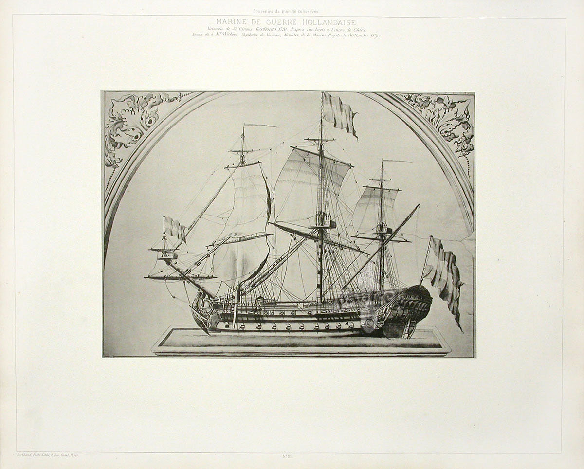 François Pâris Ancient Ships Antique Print Gertrude