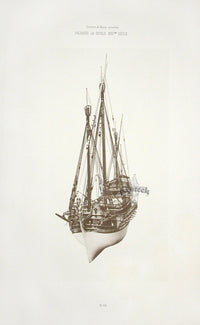 François Pâris Ancient Ships Antique Print La Royale 1600s - Panteek Antique Prints