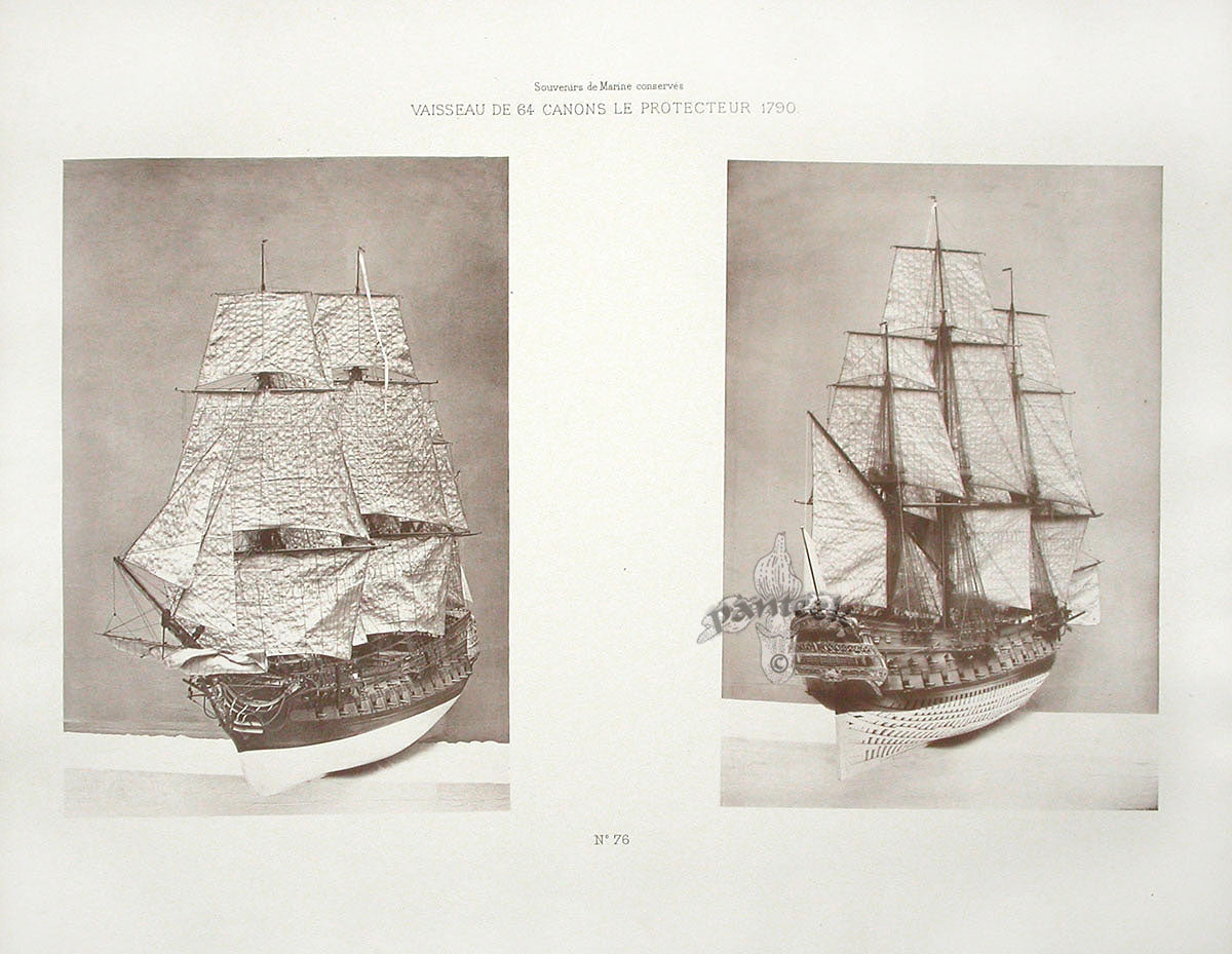 François Pâris Ancient Ships Antique Print Le Protecteur