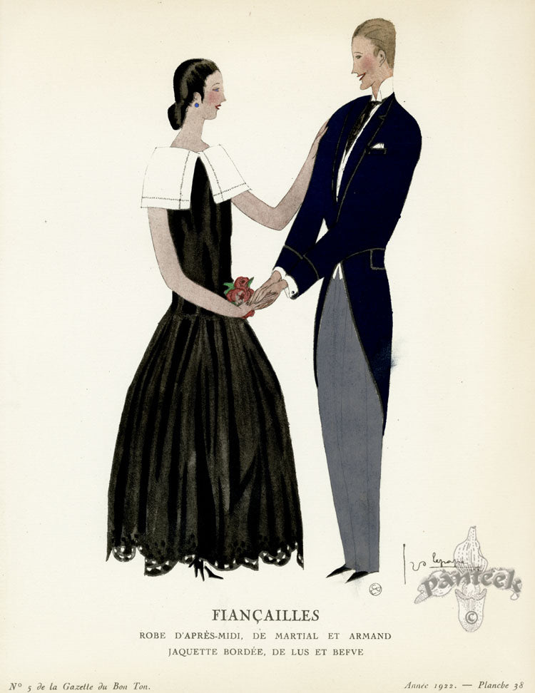 Gazette du Bon Ton 1912 Prints Fiancailles, Lepape