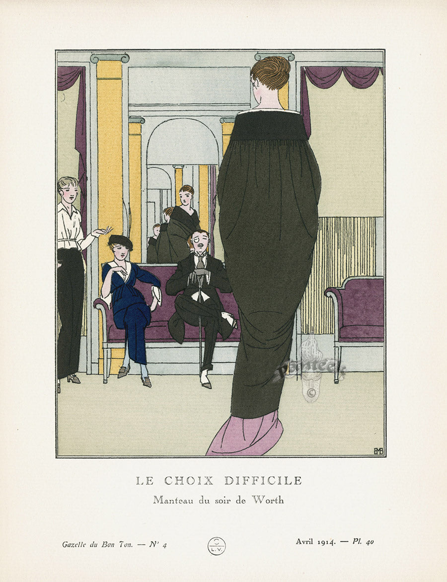 Gazette du Bon Ton 1912 Prints Le Choix Difficile, Boutete de Monvel