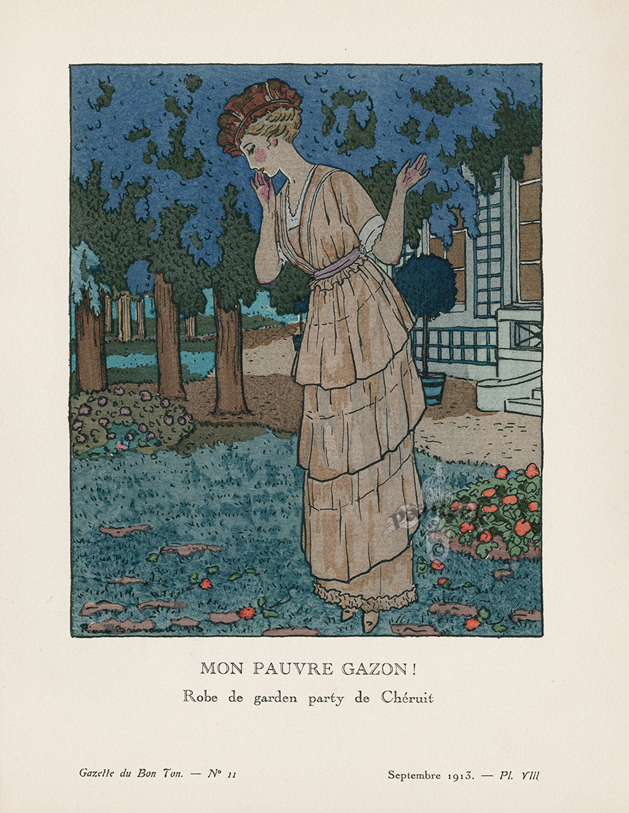 Gazette du Bon Ton 1912 Prints Mon Pauvre Gazon, Brissaud