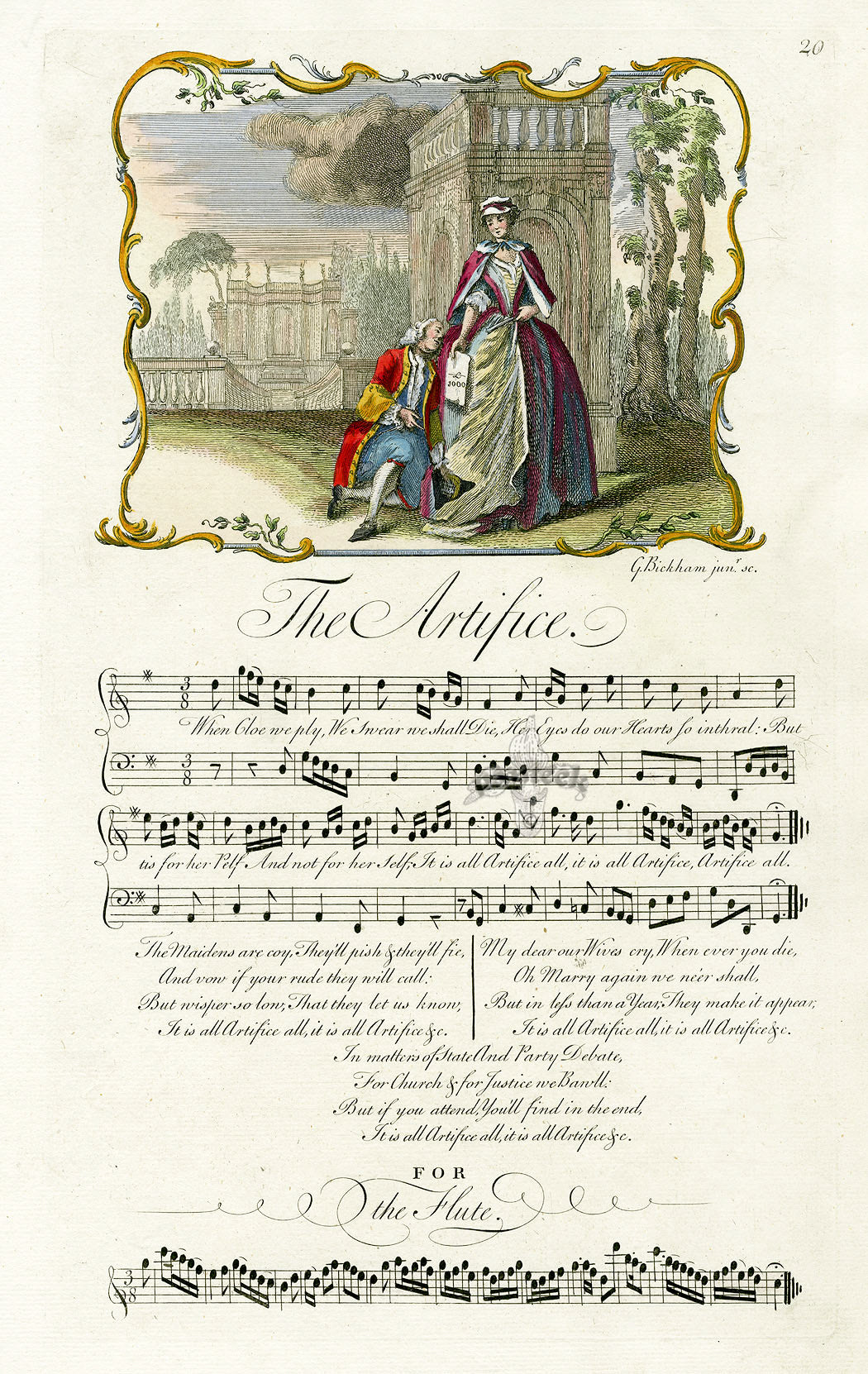George Bickham 18th Century English Song Music Engraving Artifice