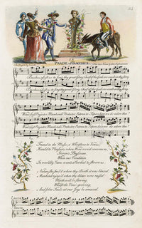 George Bickham 18th Century English Song Music Engraving Bacchus - Panteek Antique Prints