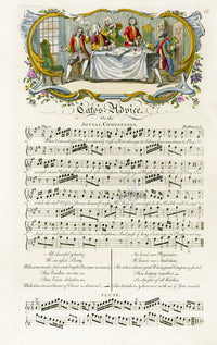 George Bickham 18th Century English Song Music Engraving Cato's Advice - Panteek Antique Prints