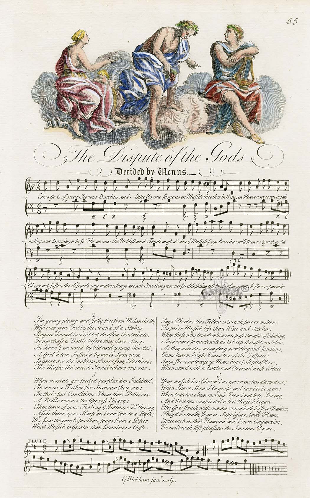 George Bickham 18th Century English Song Music Engraving Dispute