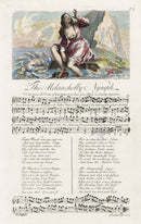 George Bickham 18th Century English Song Music Engraving Melancholy - Panteek Antique Prints