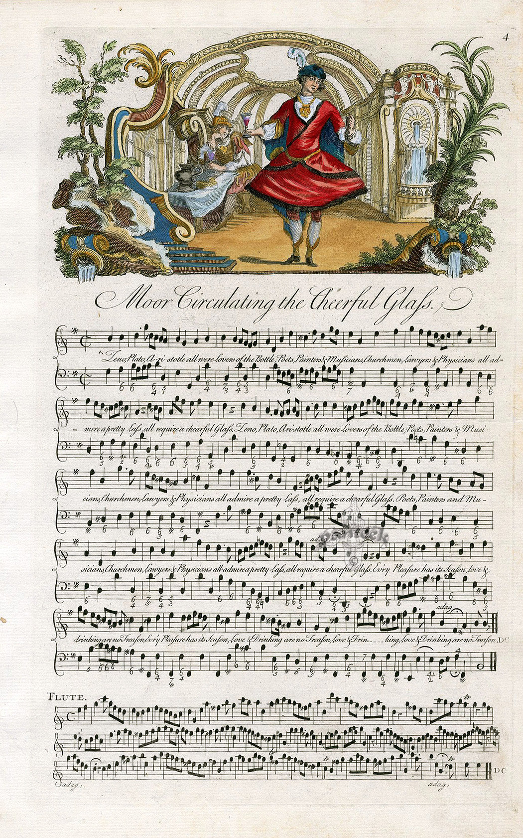 George Bickham 18th Century English Song Music Engraving Moor