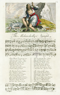 George Bickham 18th Century English Song Music Engraving Nymph - Panteek Antique Prints