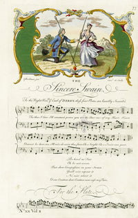 George Bickham 18th Century English Song Music Engraving Sincere Swain - Panteek Antique Prints